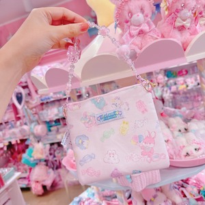 【E3】92-12ビーズストラップ付きぬい見せミニポーチ