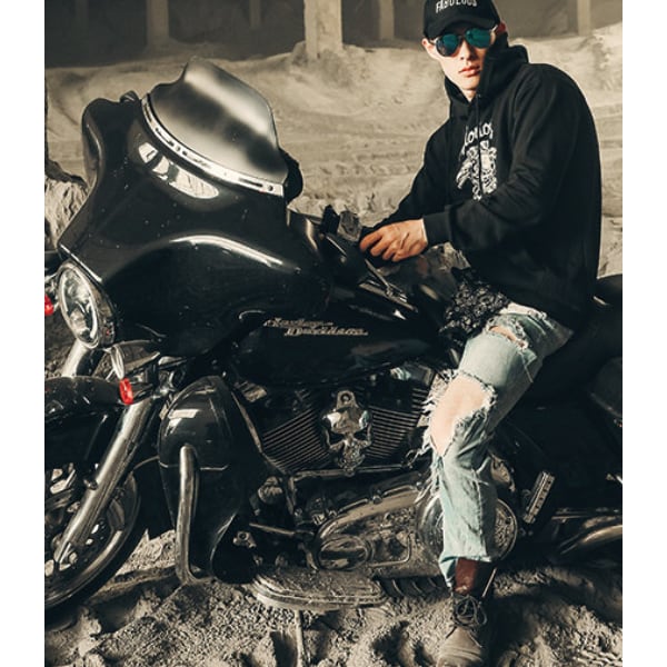 Double print design hoodie P1003