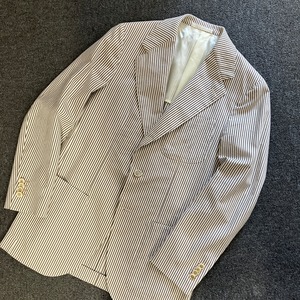 CARUSO COTTON / SILK STRIPE JACKET《46》
