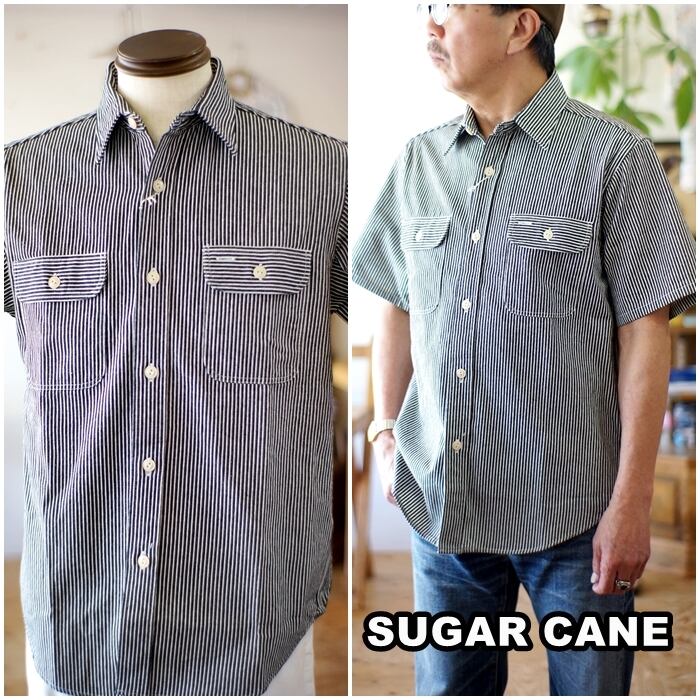 SUGARCANE シュガーケーン　ヒッコリー半袖ワークシャツ　37944　東洋エンタープライズ | bluelineshop powered by  BASE