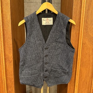 HARRIS TWEED HERRINGBORN WOOL VEST ⓼
