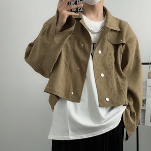 Waffle-Knit Cropped Jacket（LMU0324）