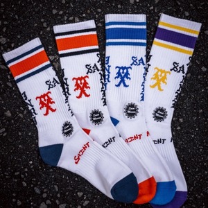 【SAINT Mxxxxxx】A-STMICHAM25095SM-HR1-0000-110/SOCKS/SINNER/WHITE+PURPLE