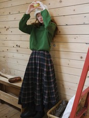 Forêt Tartan Check Wool Volume Skirt F0867