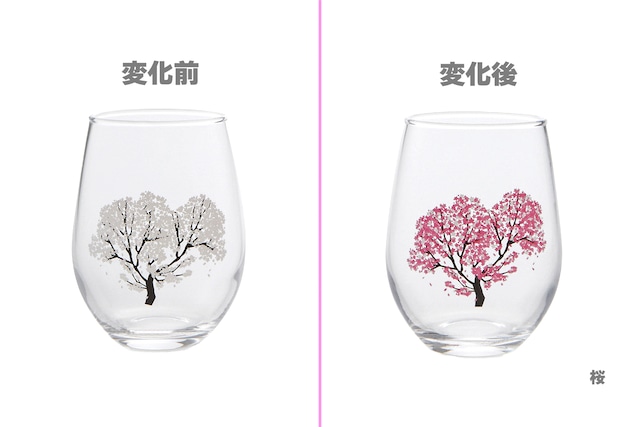 【0752-048-01】『冷感フリーグラス』『単品』『桜』*春 桜 グラス 母の日 父の日 花見 贈り物 温度 変化 記念 ギフト プレゼント お祝い