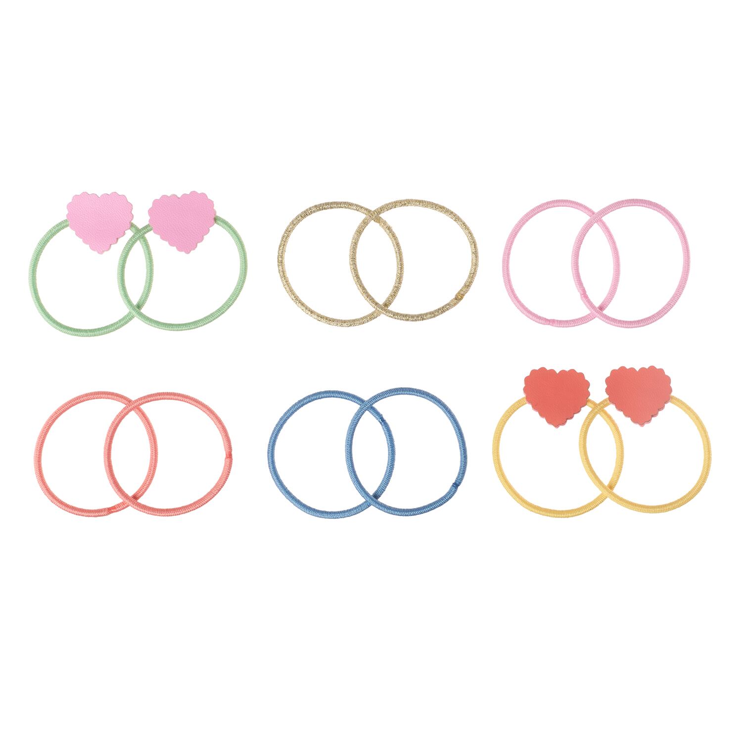 H2645M:Scallop Heart Mini Elastic Pony Pack-MULTI