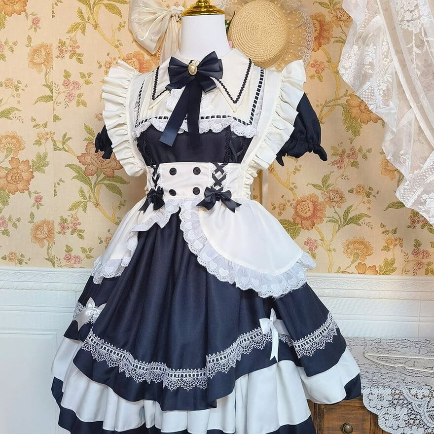 ゴスロリ クラシカルメイドワンピース 英国風×ヴィクトリアン調｜WithU
