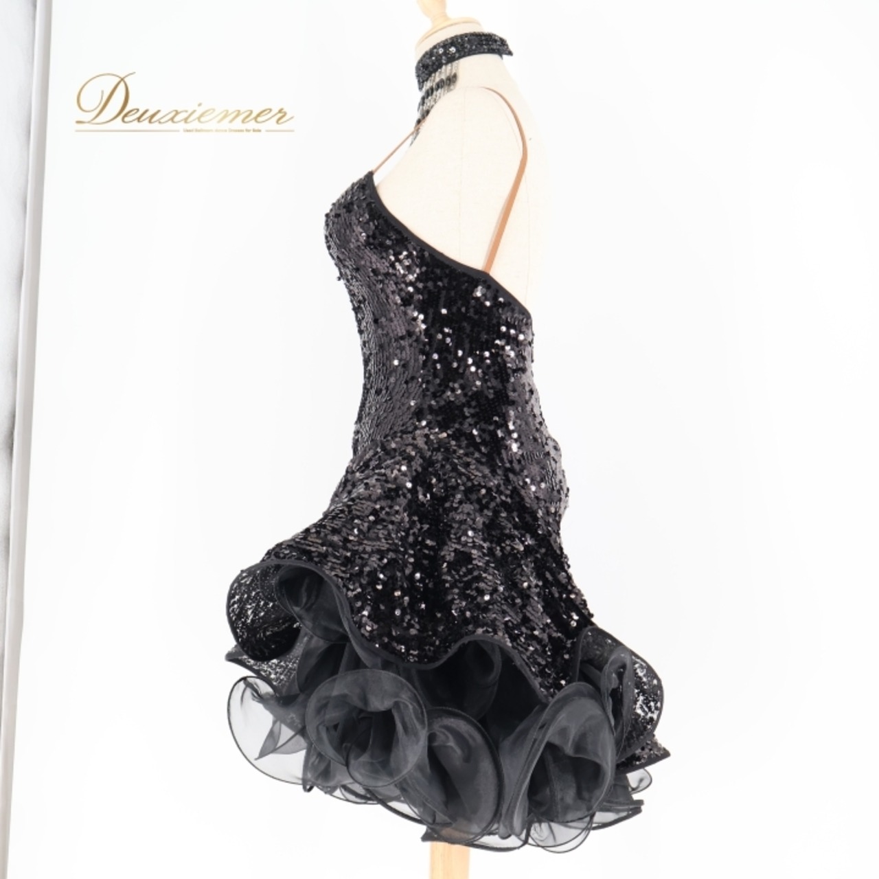 社交ダンス 衣装 タカダンス TAKADANCE ラテン ドレス ワンピース 黒 スパンコール フリル デモ 競技 ダンス パーティ 発表会 輝く パーティドレス ブラック系 フォーマル パーティー ダンス衣装 おしゃれ スパンコールドレス  黒スカート 可愛い ステージ衣装 レオタード エレガント 上品 コスチューム 社交ダンス用 パフォーマンス