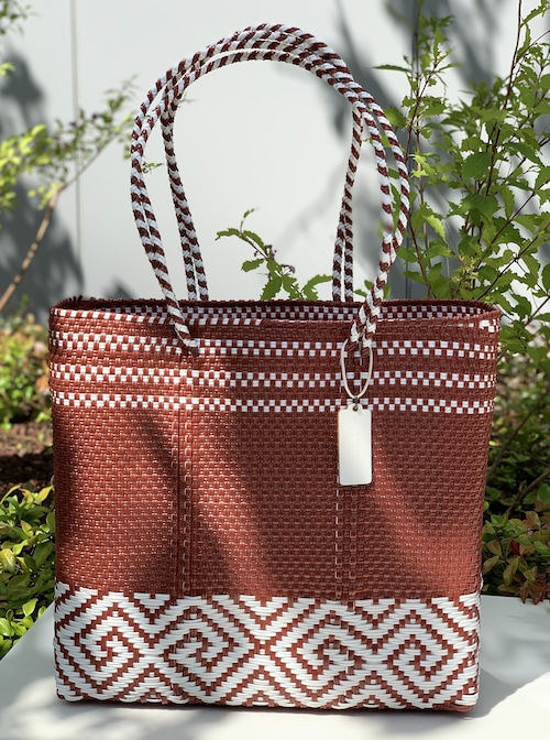 M Mercado Bag (Long handle) Terra Cotta/White