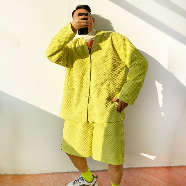 予約販売】メンズ セットアップ 上下 長袖 カーディガン ハーフパンツ