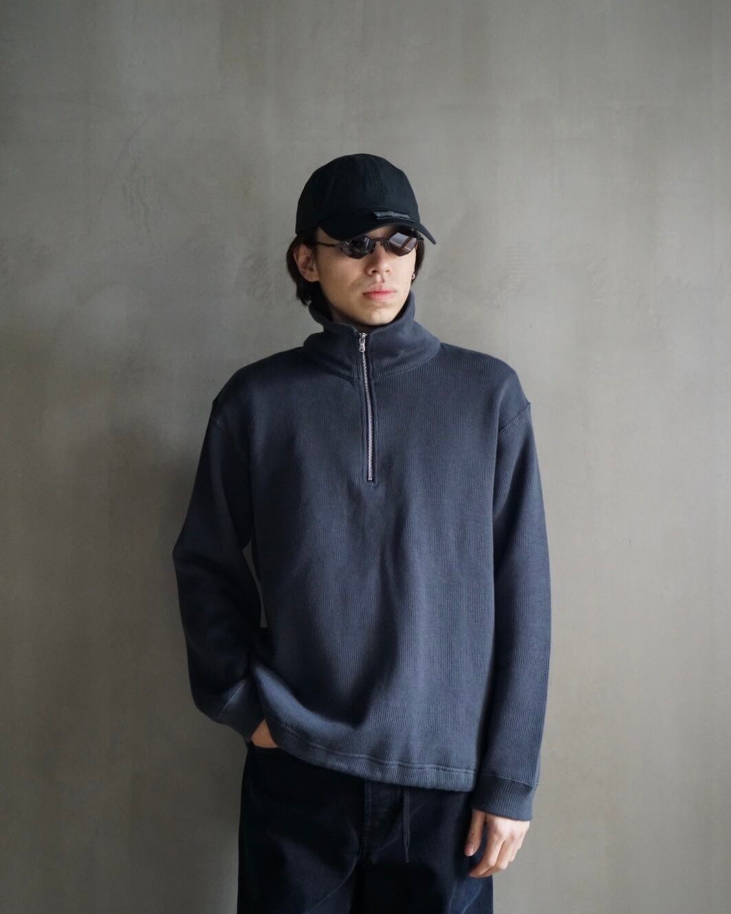 PERS PROJECTS 【"exclusive ALVERT Half Zip sweater-CHARCOAL-"】