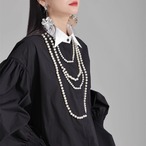 Puff sleeve pearl embellished shirt (ME168)