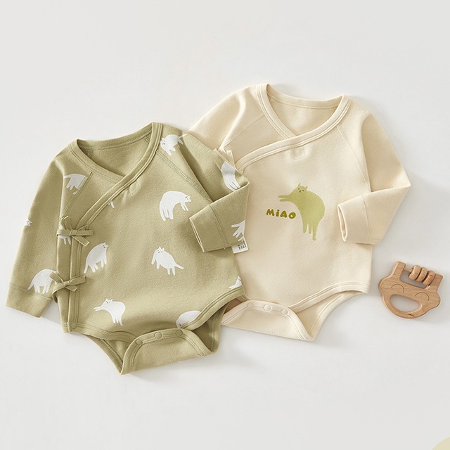 【BABY】ネコ柄コットンロンパース