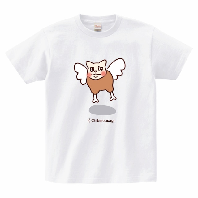 Tシャツ　どでかイラスト　ちわわやきとり　そんな目でこっち見ないで　ほんわか　ホワイト　S/M/L/XL