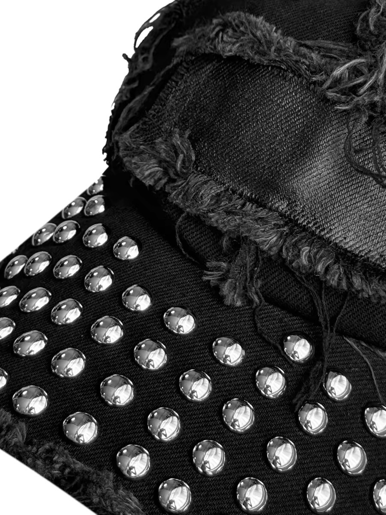 【CinderVein】Fringe Rivet Denim Cap