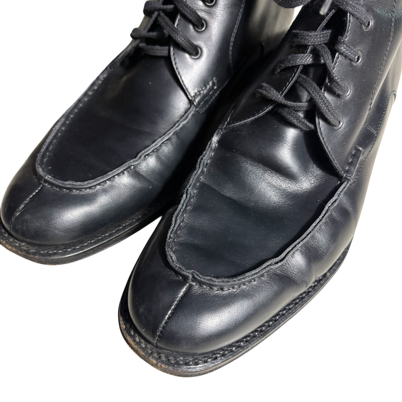 SALVATORE FERRAGAMO black leather tanker boots