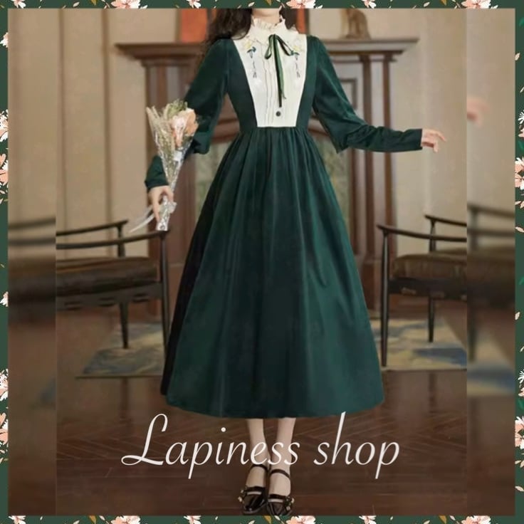 クラシカルベロアワンピース グリーン