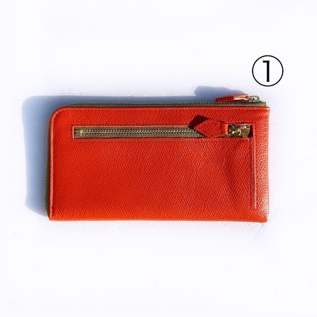 【SRK01SP】　1万円札が折らずに入る最少サイズの長財布「L字束入」　（オレンジ系）