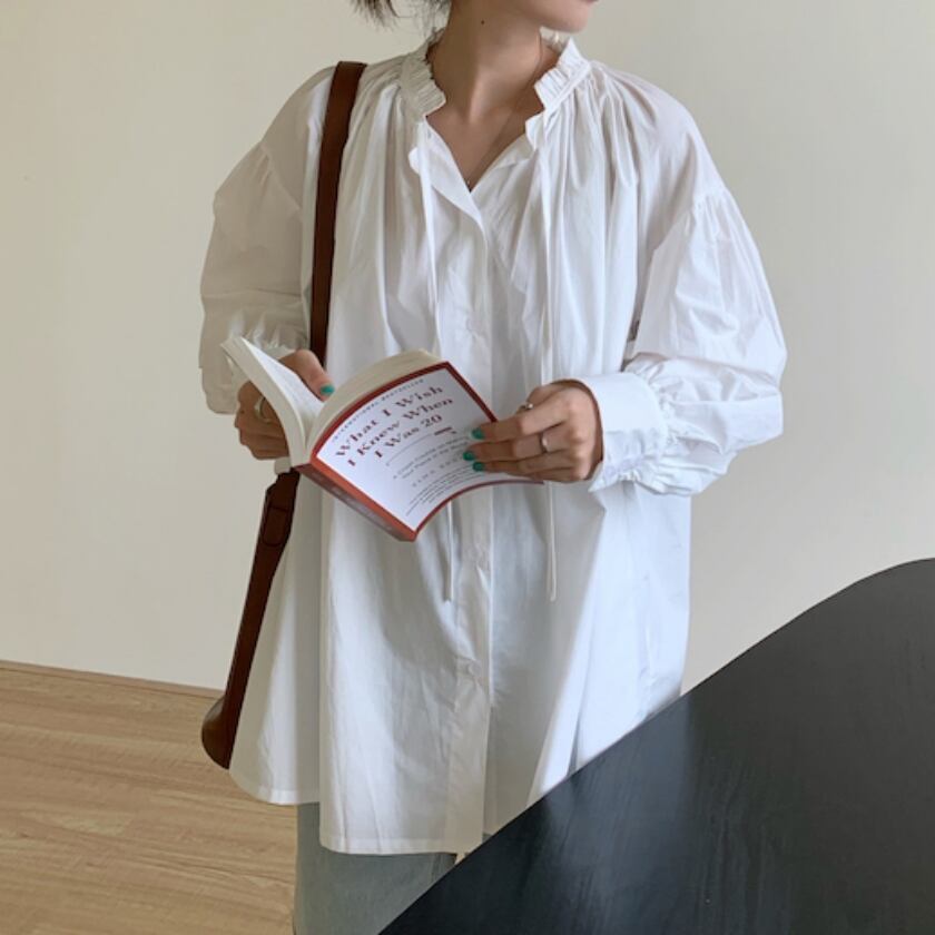 lantern sleeve gather shirt m0326