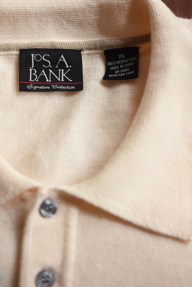 OK／90-00's "Jos.A.BANK" -Signature Collection- merino wool knit polo shirt.