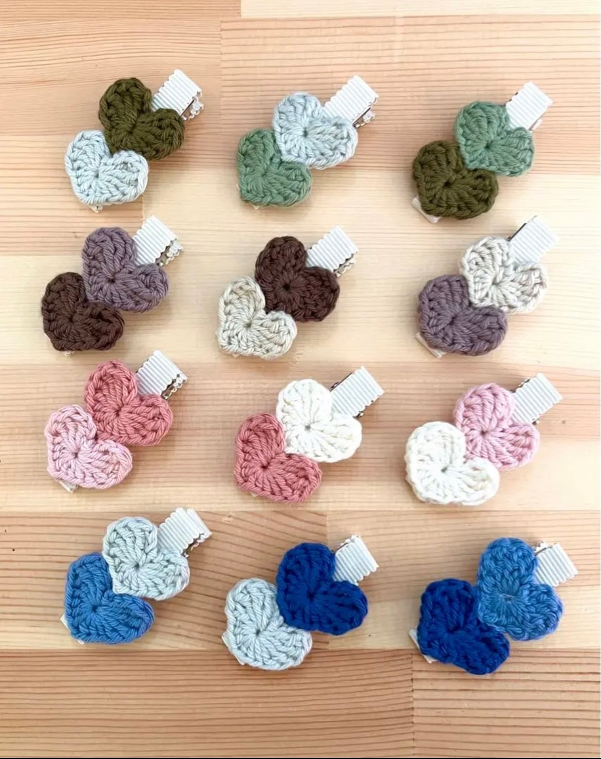 【編みハート】ベビーヘアクリップ　キッズヘアクリップ　ヘアピン 編みハート】ベビーヘアクリップ キッズヘアクリップ ヘアピン