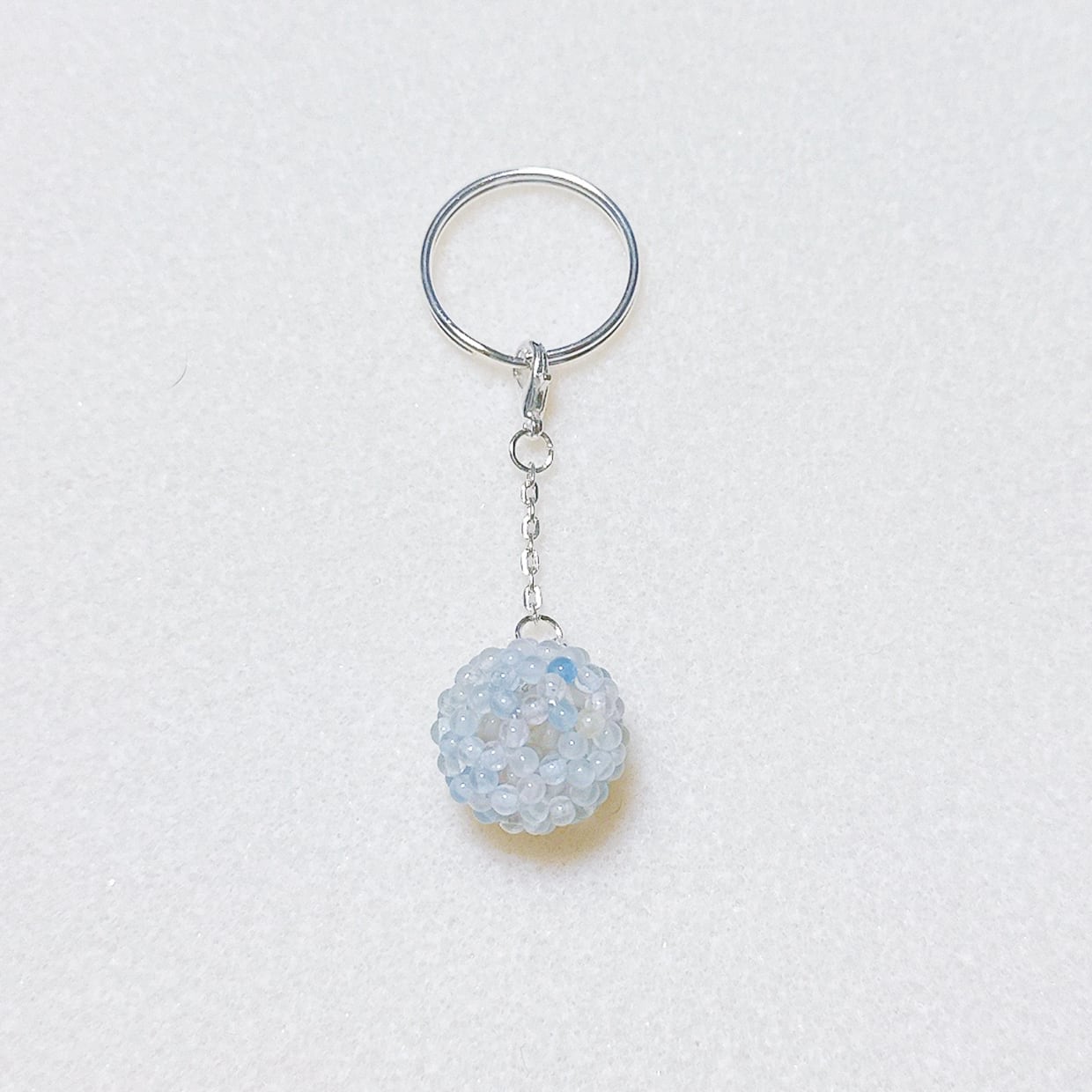 クリスタルフラーレンキーホルダー（マルチカラーアクアマリン