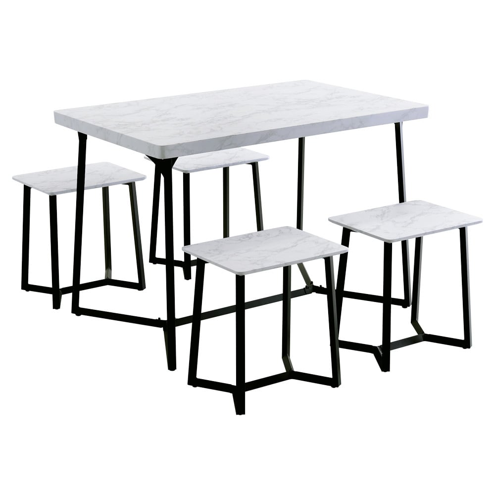 大理石調 ダイニング 5点セット テーブル幅108cm テーブル チェア