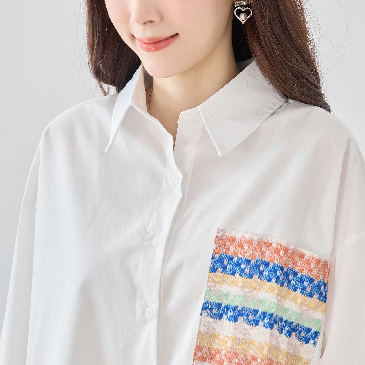 TRUBE エレファントアートコットン刺繍シャツ【M~L】ホワイト