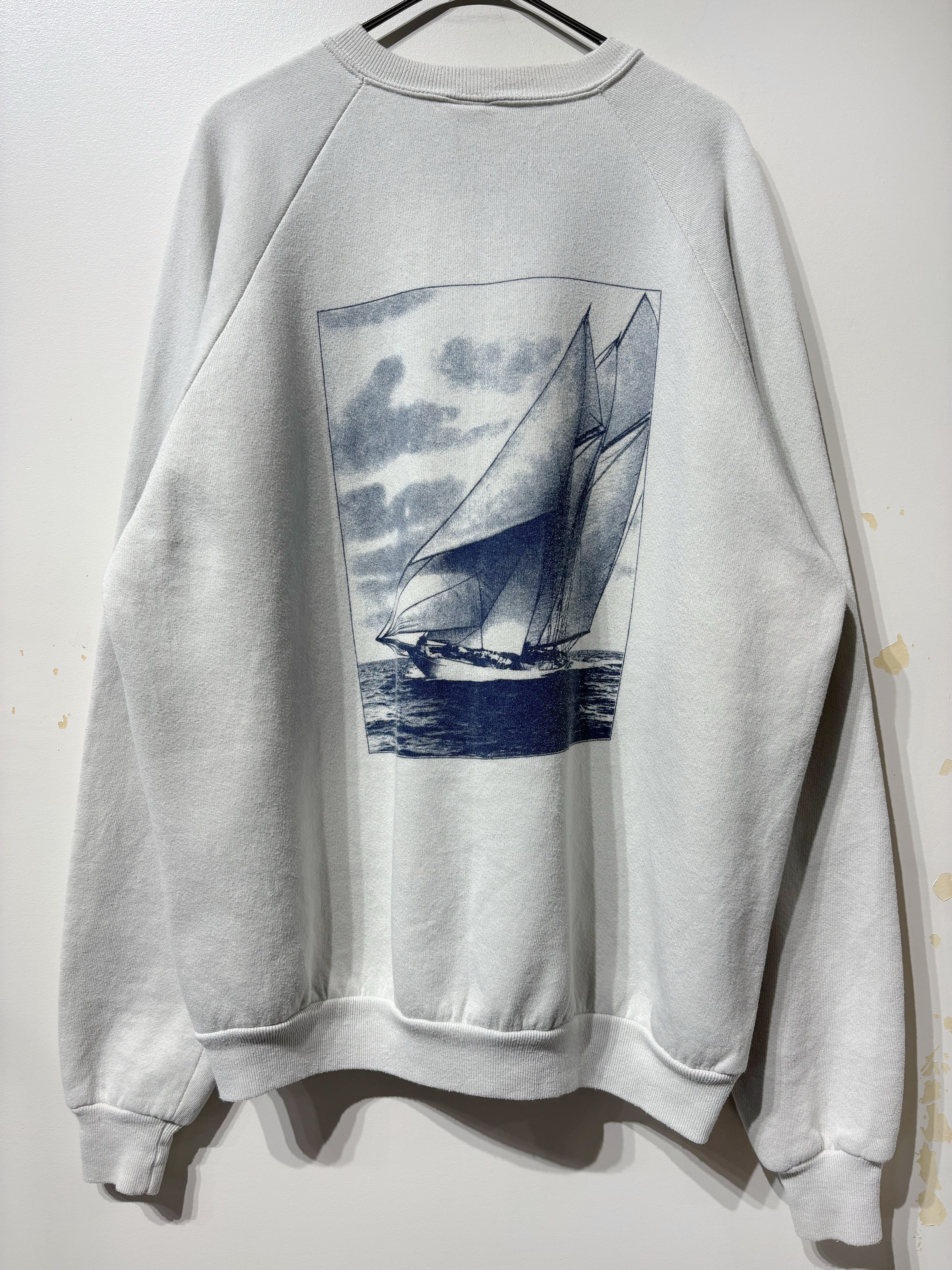 (CS2497)80’s sailboat graphic sweat made in USA