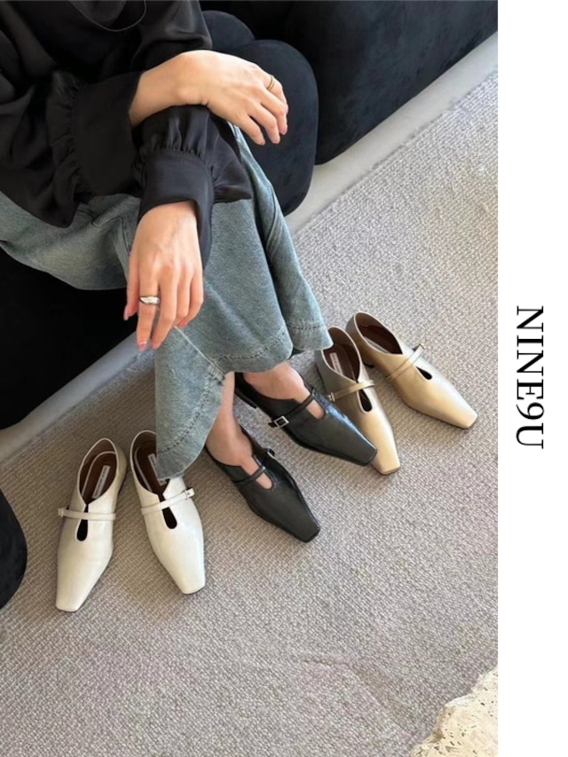 square-toe nichi belt pumps 3color【NINE7499】