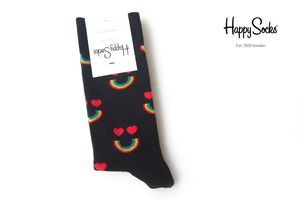 ハッピーソックス｜happy socks｜クルー丈カジュアルソックス｜Happy Rainbow Sock｜10117078｜ブラック