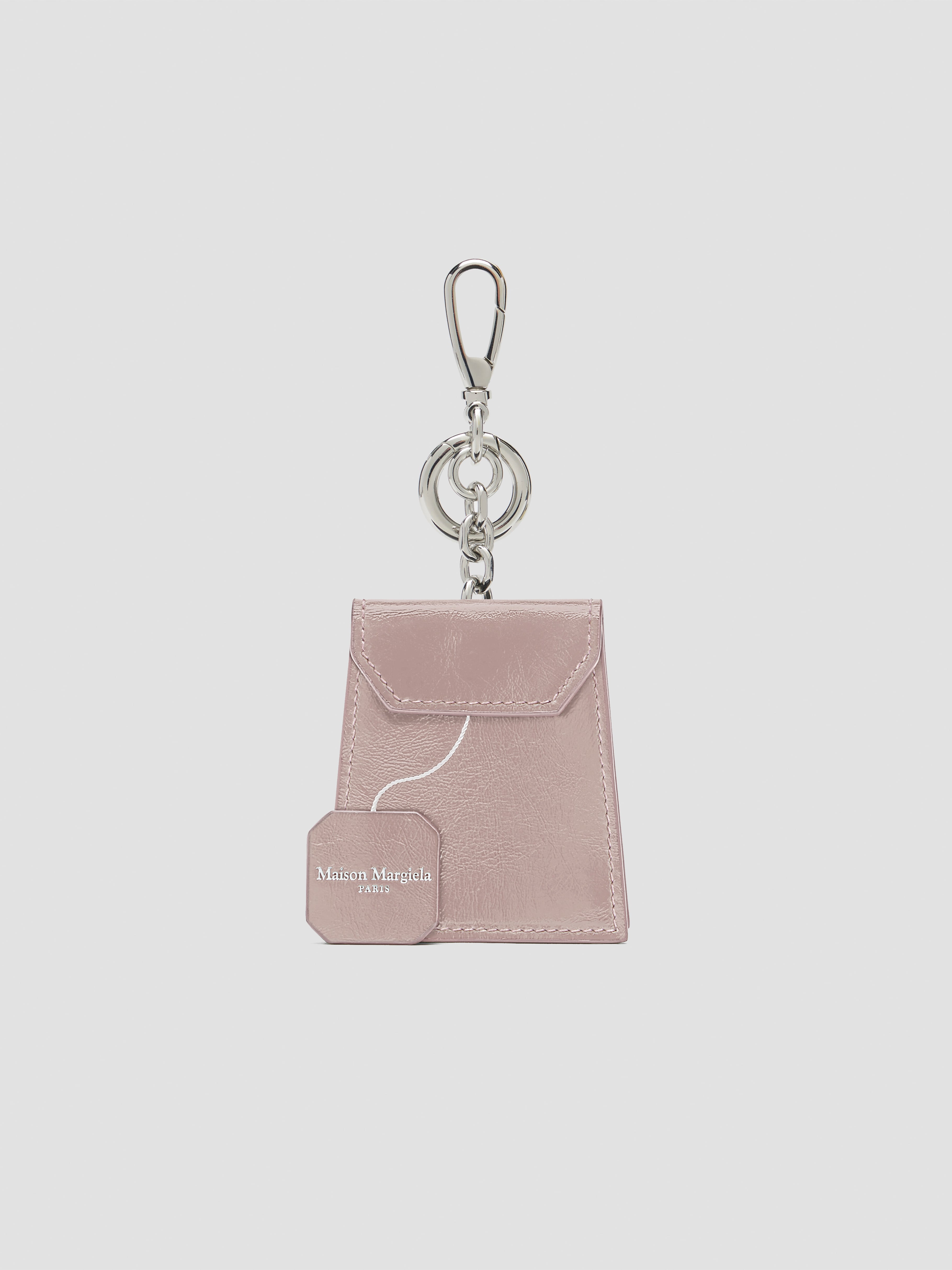 MAISON MARGIELA 4 STITCH LEATHER TEA BAG CHARM Pink