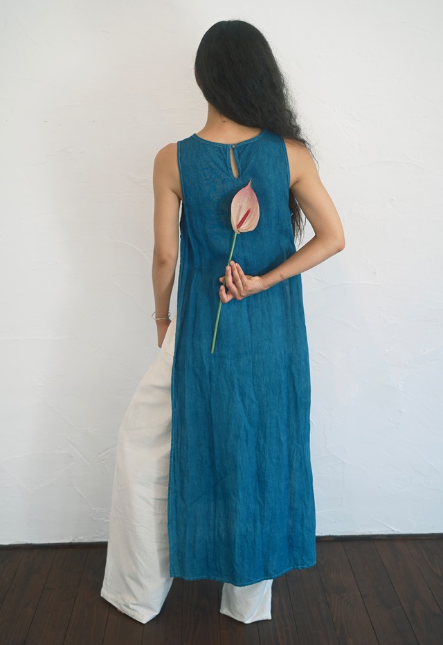 Indigo Dyed Linen Top