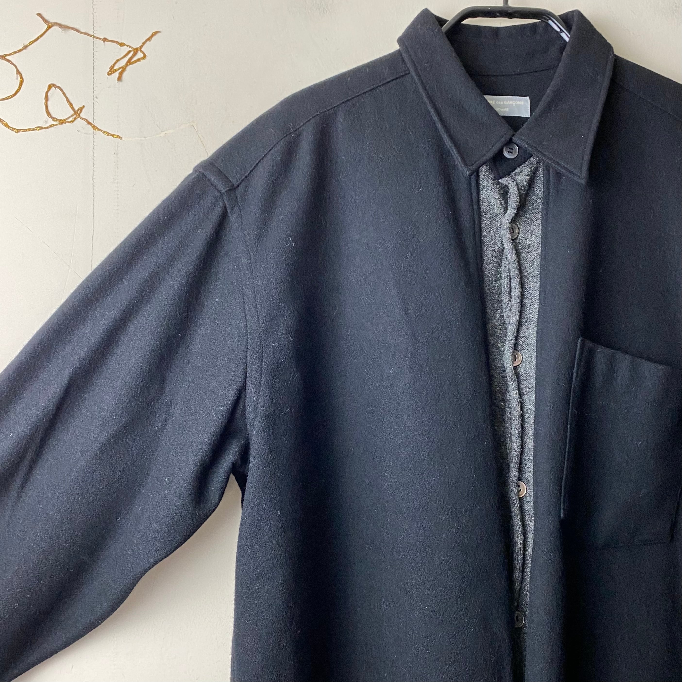 AD1996 COMME des GARCONS HOMME knit placket switching heavy wool 