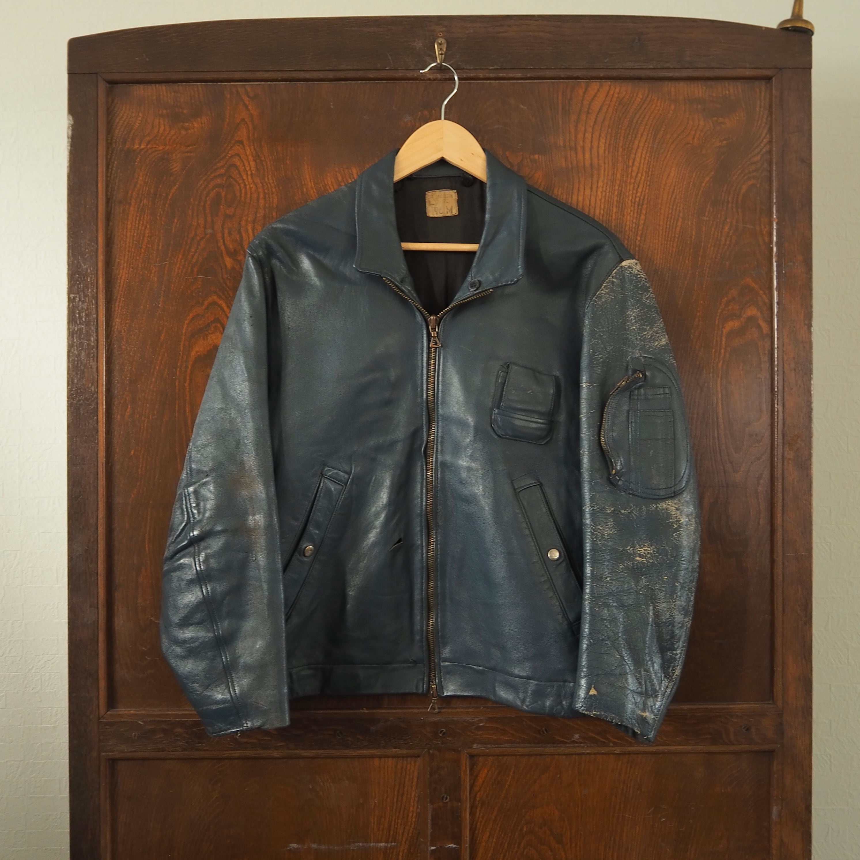 ss French Air Force Pilot Leather Jacket 実物   古着屋comáme