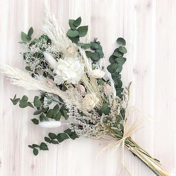 ナチュラルブーケM ユーカリホワイト 花束 ウェディング 結婚式