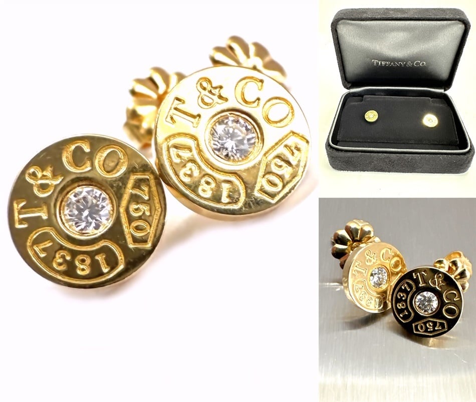 TIFFANY ティファニー K18 YG 1837 サークル ピアス TIFFANY ティファニー K18 YG 1837 サークル ピアス