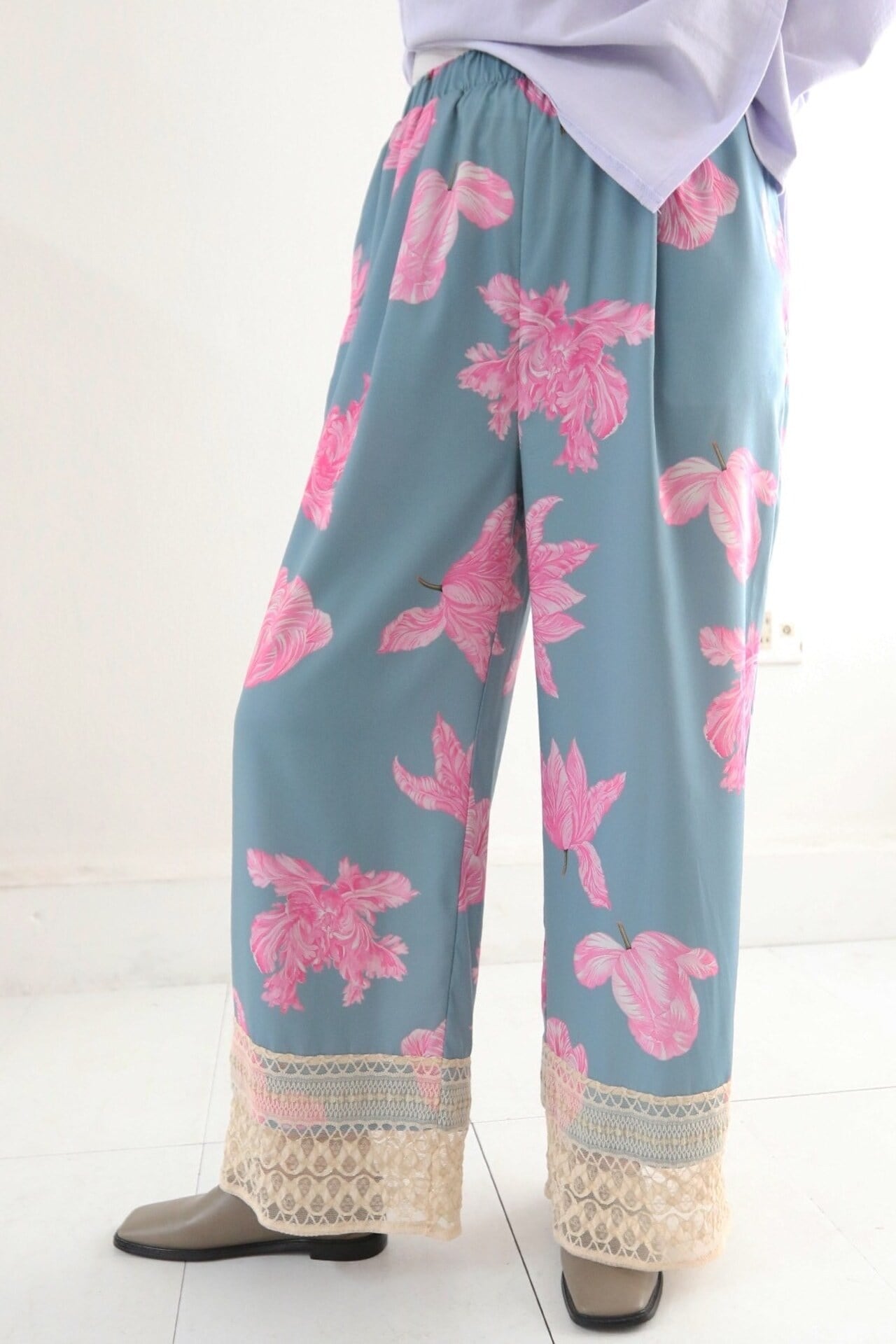 フラワープリントレースパンツ / Flower Print Lace Pants(25P34003K)