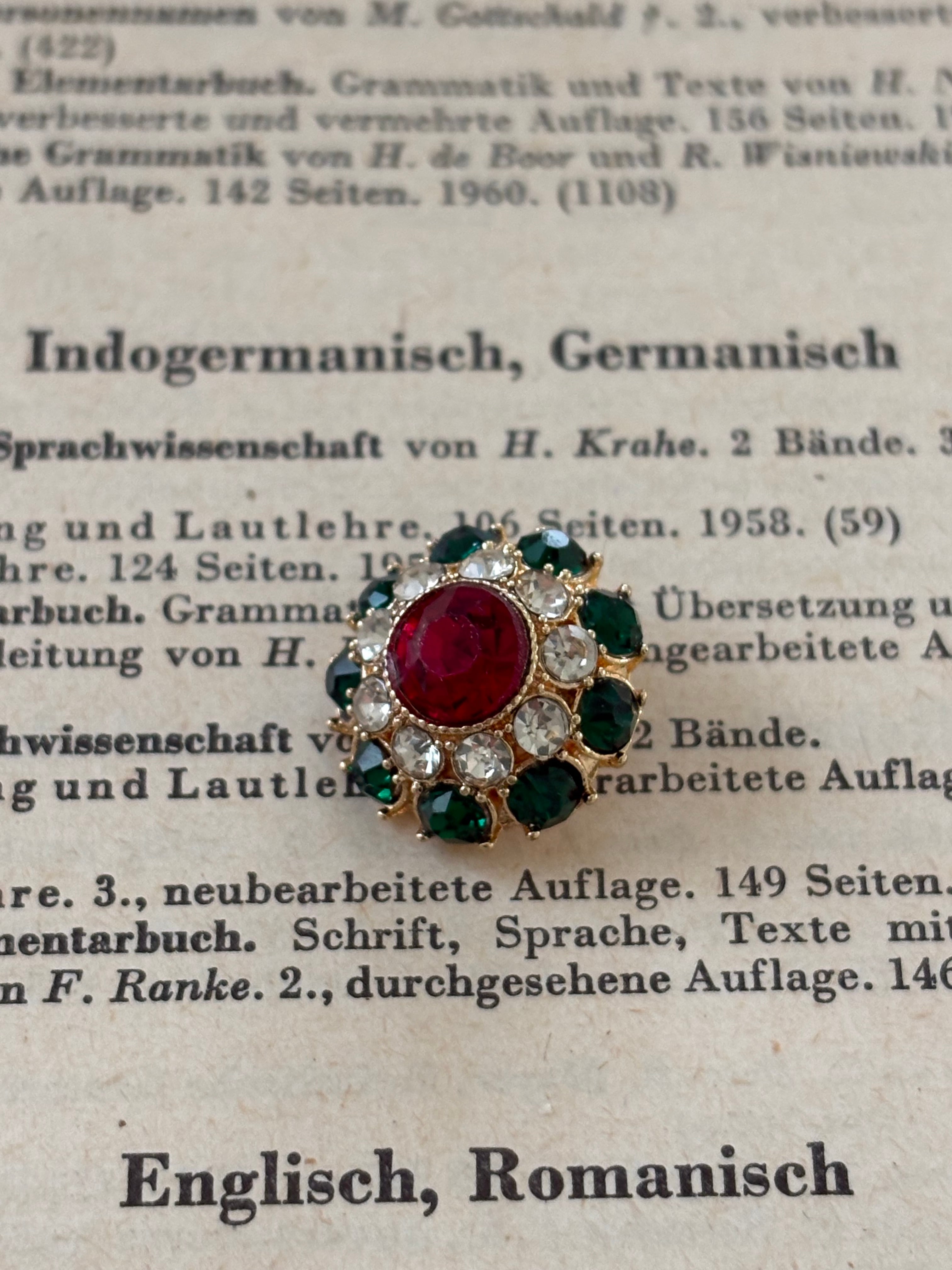 15mm 輸入デザインボタン メタル×ストーン ゴールド×マルチカラー ドーム型 アクセサリーパーツ デコレーション材 カルトナージュ 飾りボタン エレガント