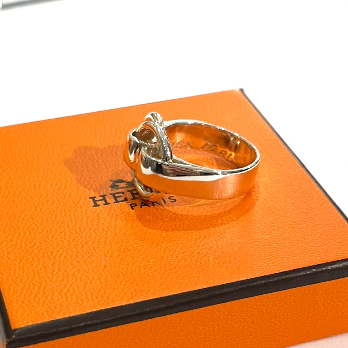 HERMES】エルメスリング 11.5-12号／シルバー925／結びのモチーフが