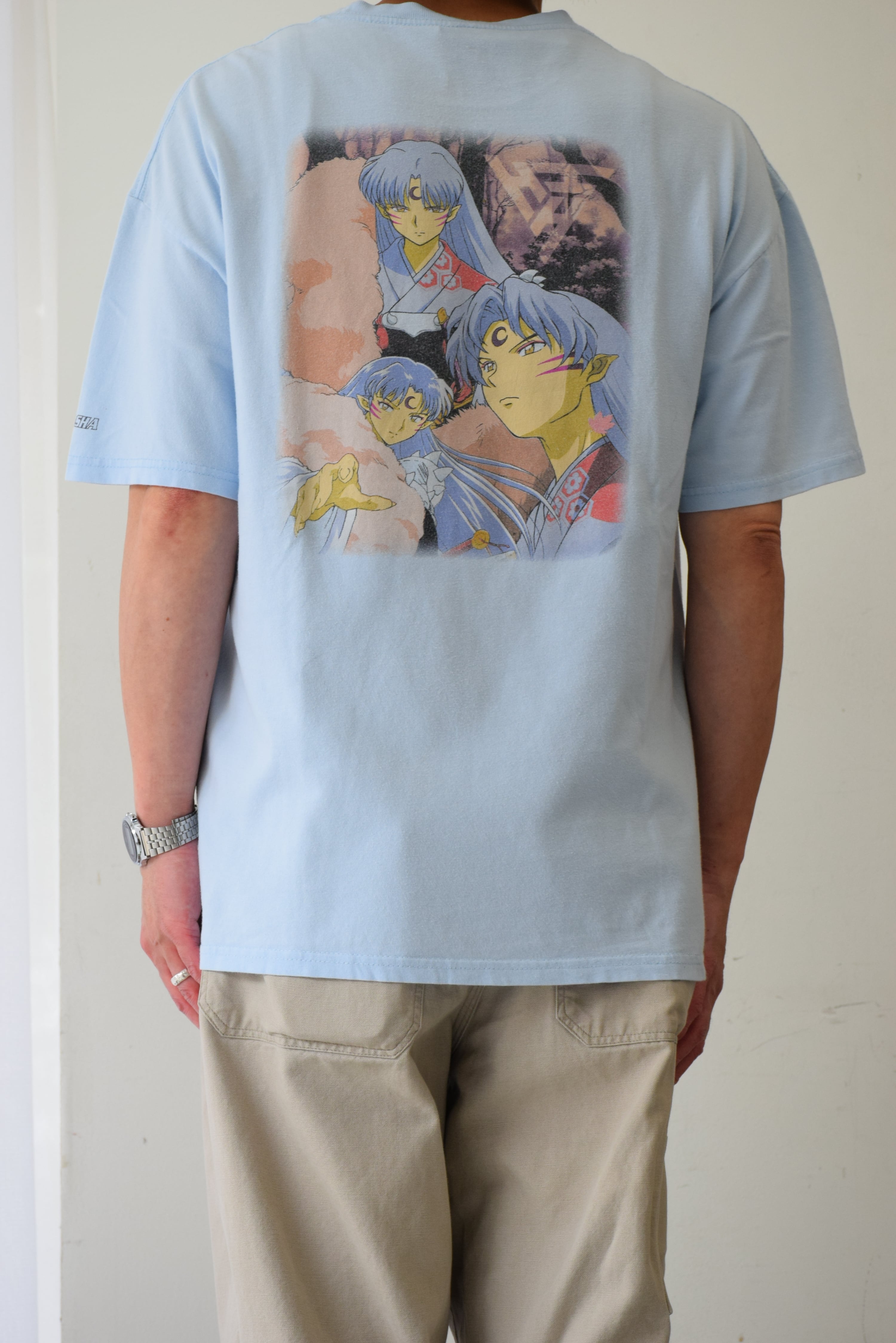 犬夜叉 殺生丸 Tシャツ メンズ L ブルー アニメT 古着 ヴィンテージ fc
