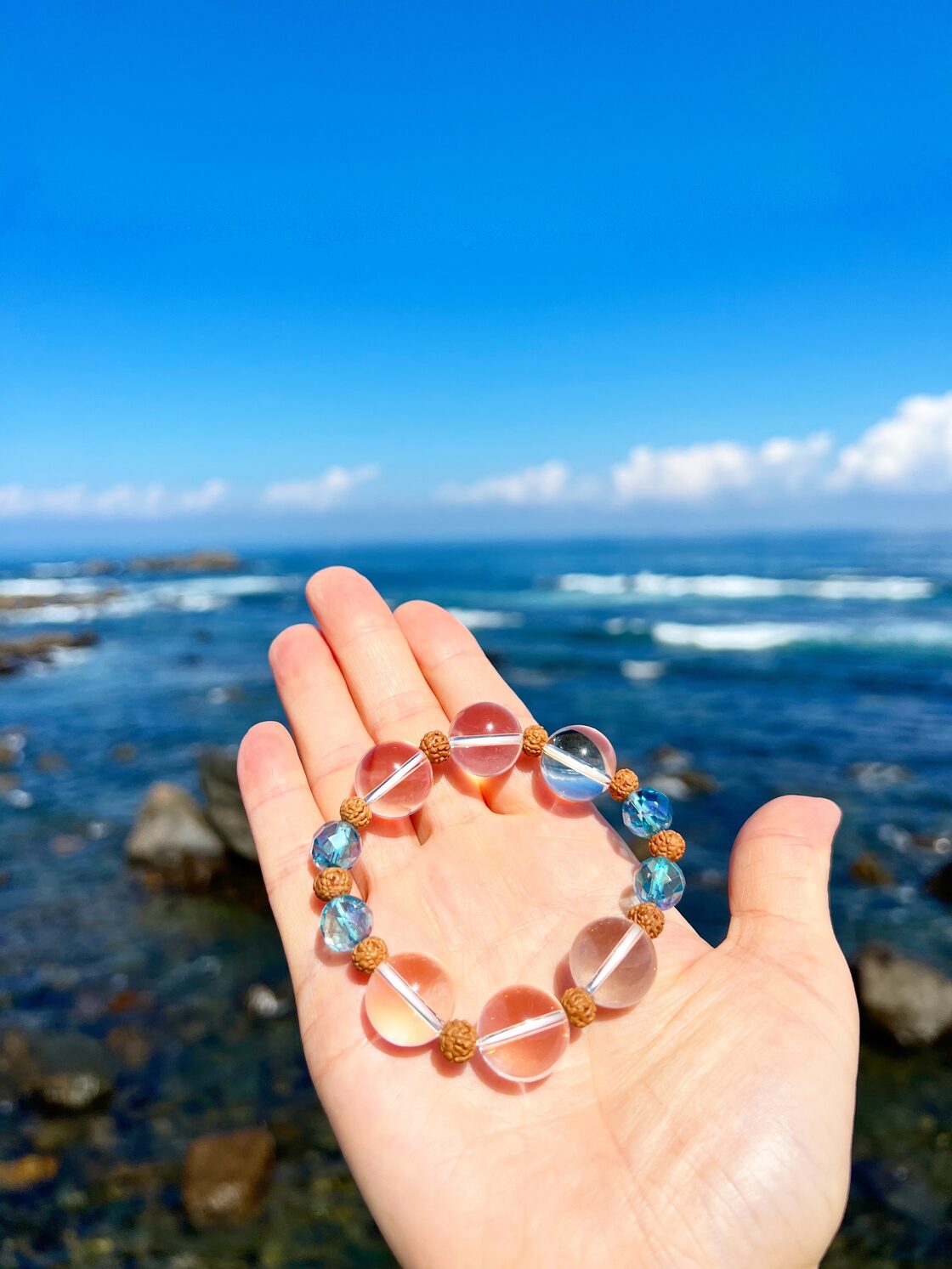 サイズ15.5cm～16cm、水晶16mm】天然石ブレスレット | PAY ID