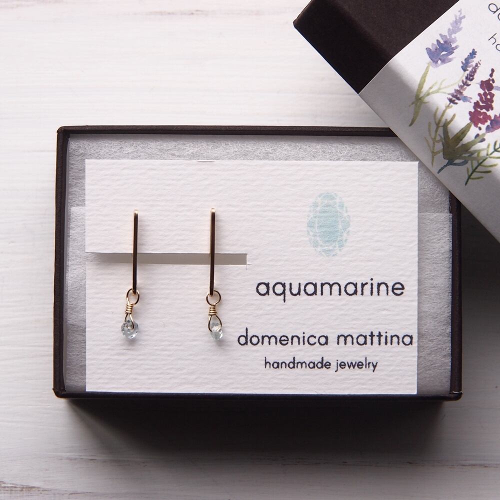 アクアマリン(3月誕生石) ×シンプルラインイヤリング