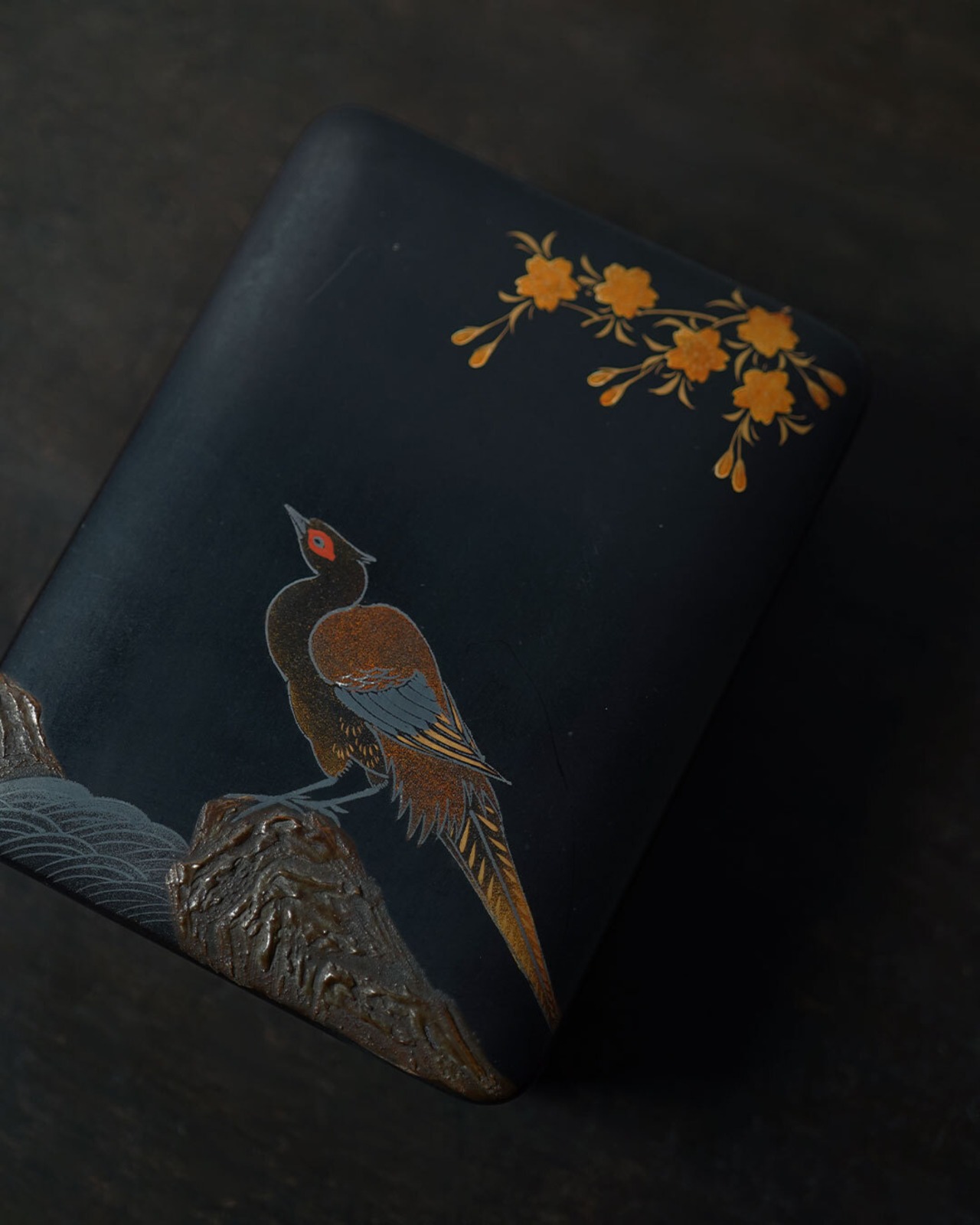 小箱　漆器　雉　蒔絵