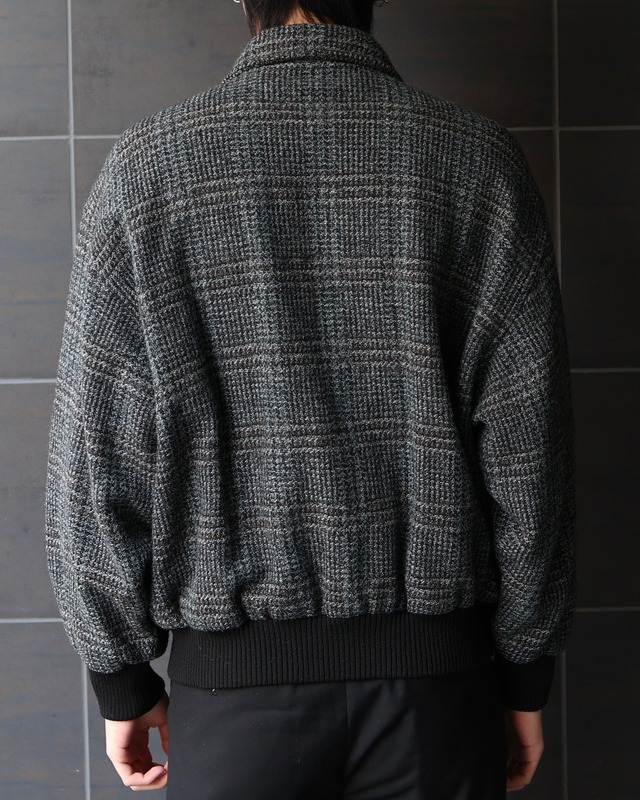 Tweed fly front zip up Blouson