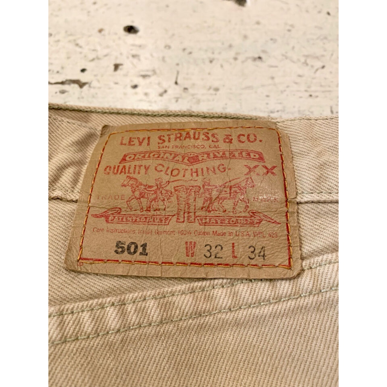 00s Levi’s 501 BEIGE COLOR DENIM PANTS MADE IN USA  Size W32L34