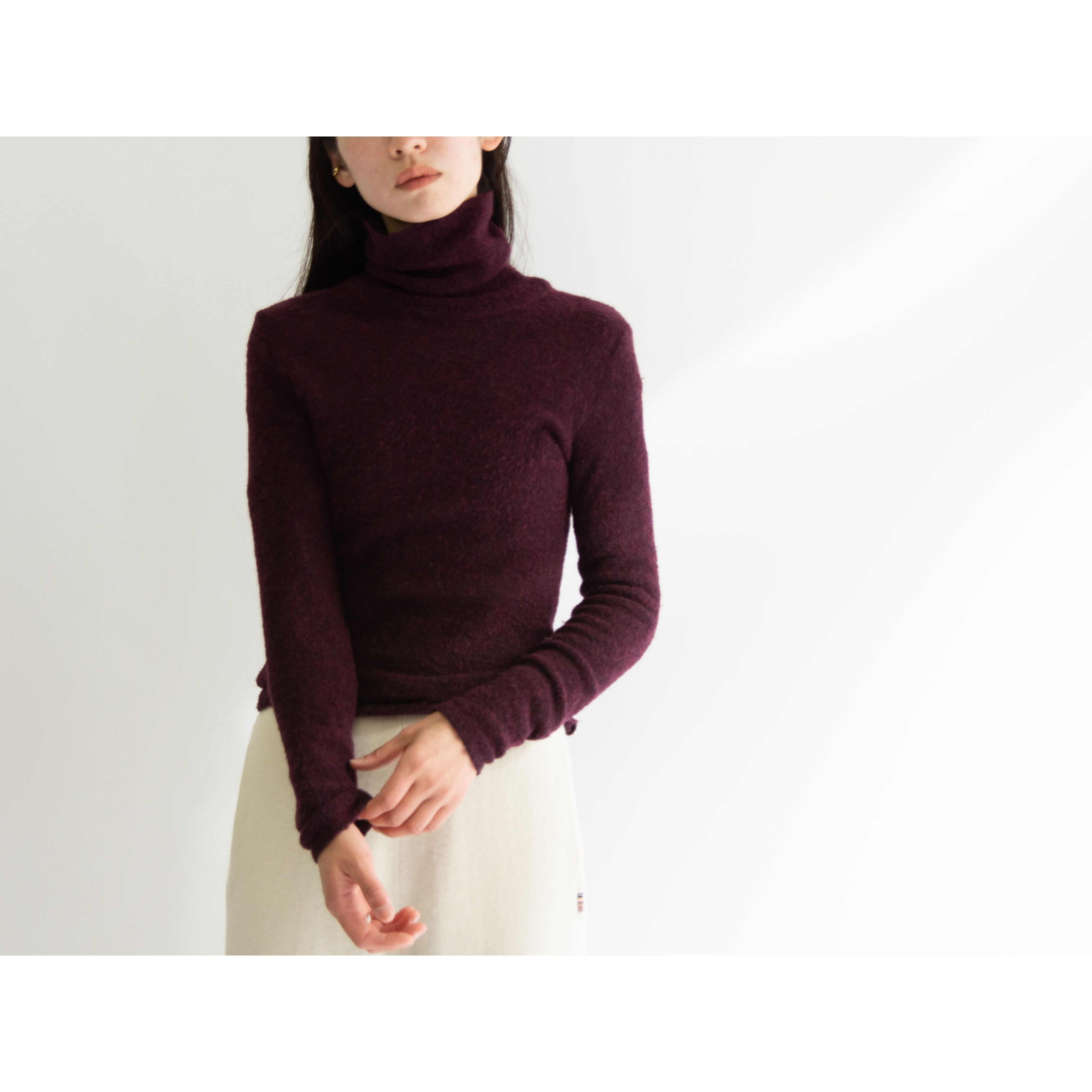 【Tricot Chic】Made in Italy 70-80's Wool-Polyester High Neck Sweater（トリコ シック イタリア製ウールポリエステルハイネックセーター タートルニット）