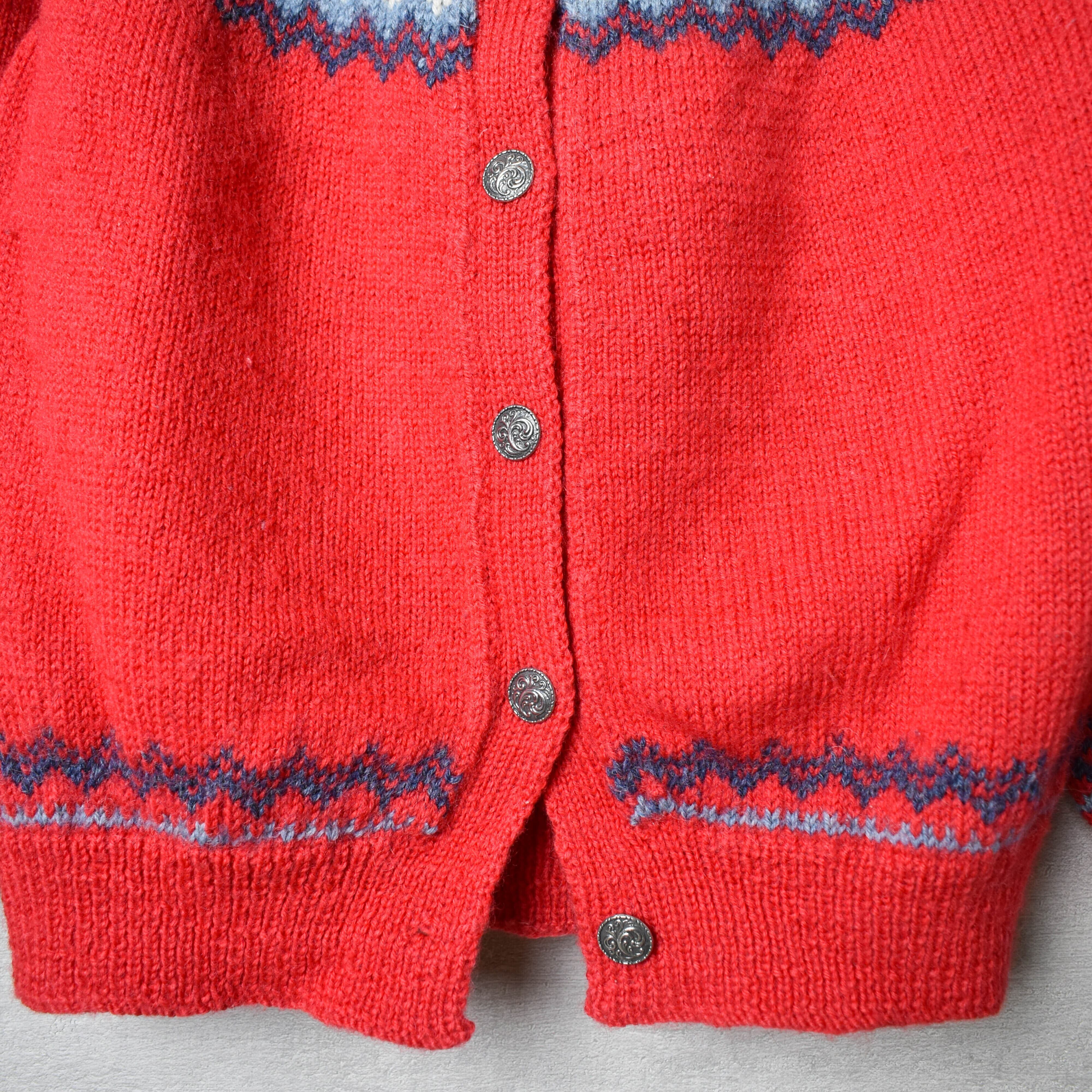 [USED] made in NORWAY Nordic knit cardigan red