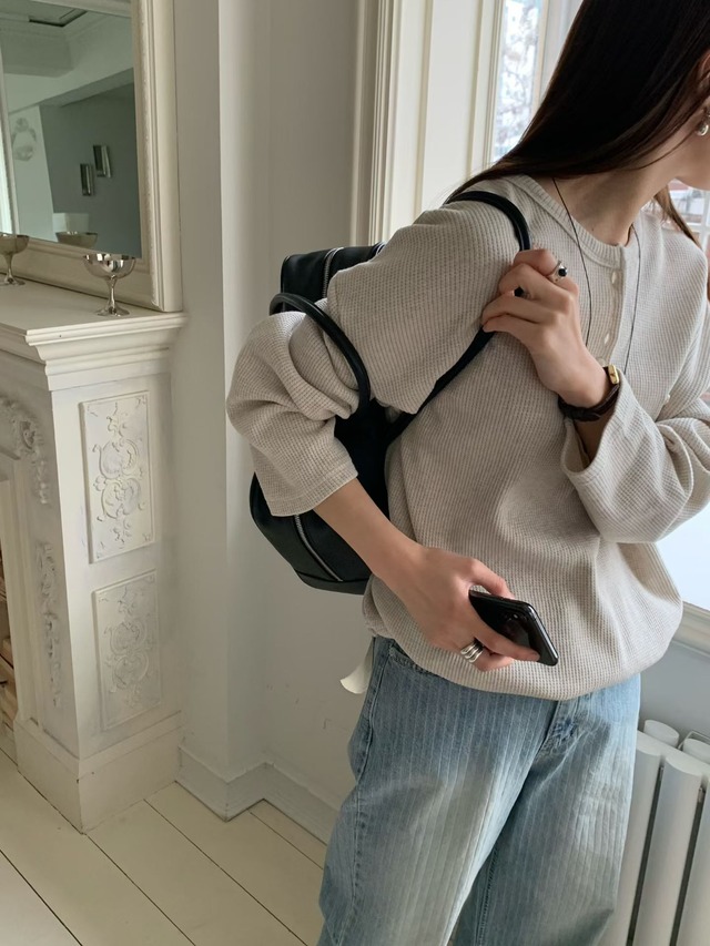 (予約) signature / Plum waffle sweatshirt 2color