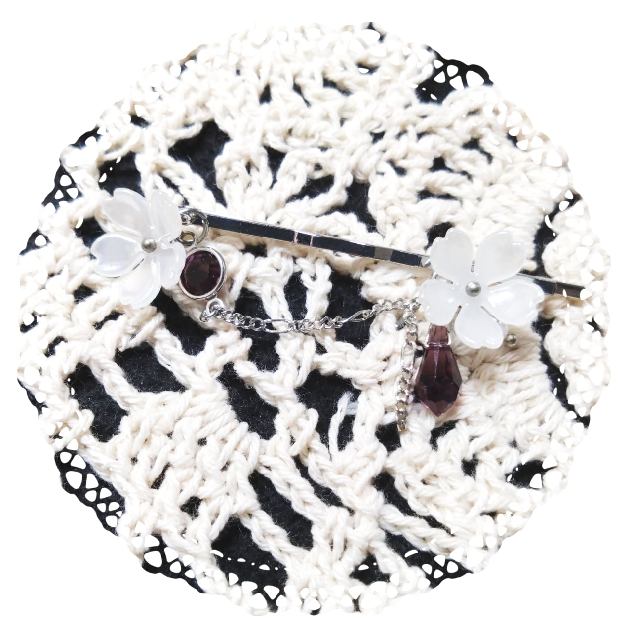 【ヘアピン】月白桜